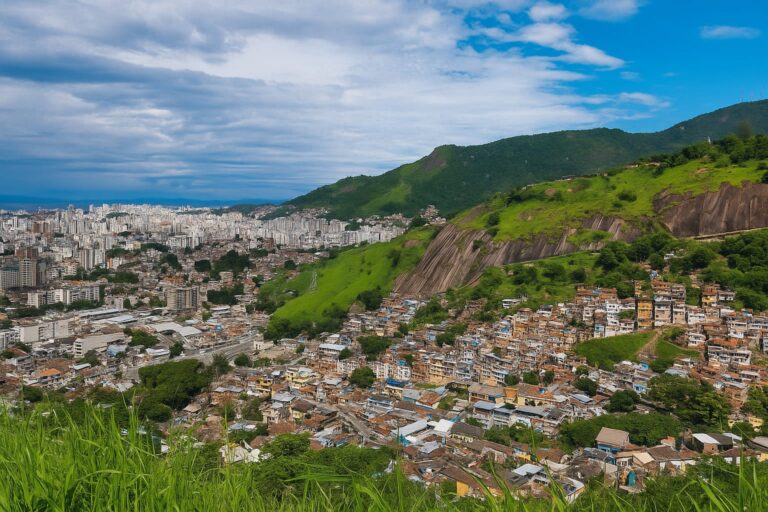 Vista do alto da comunidade de dia